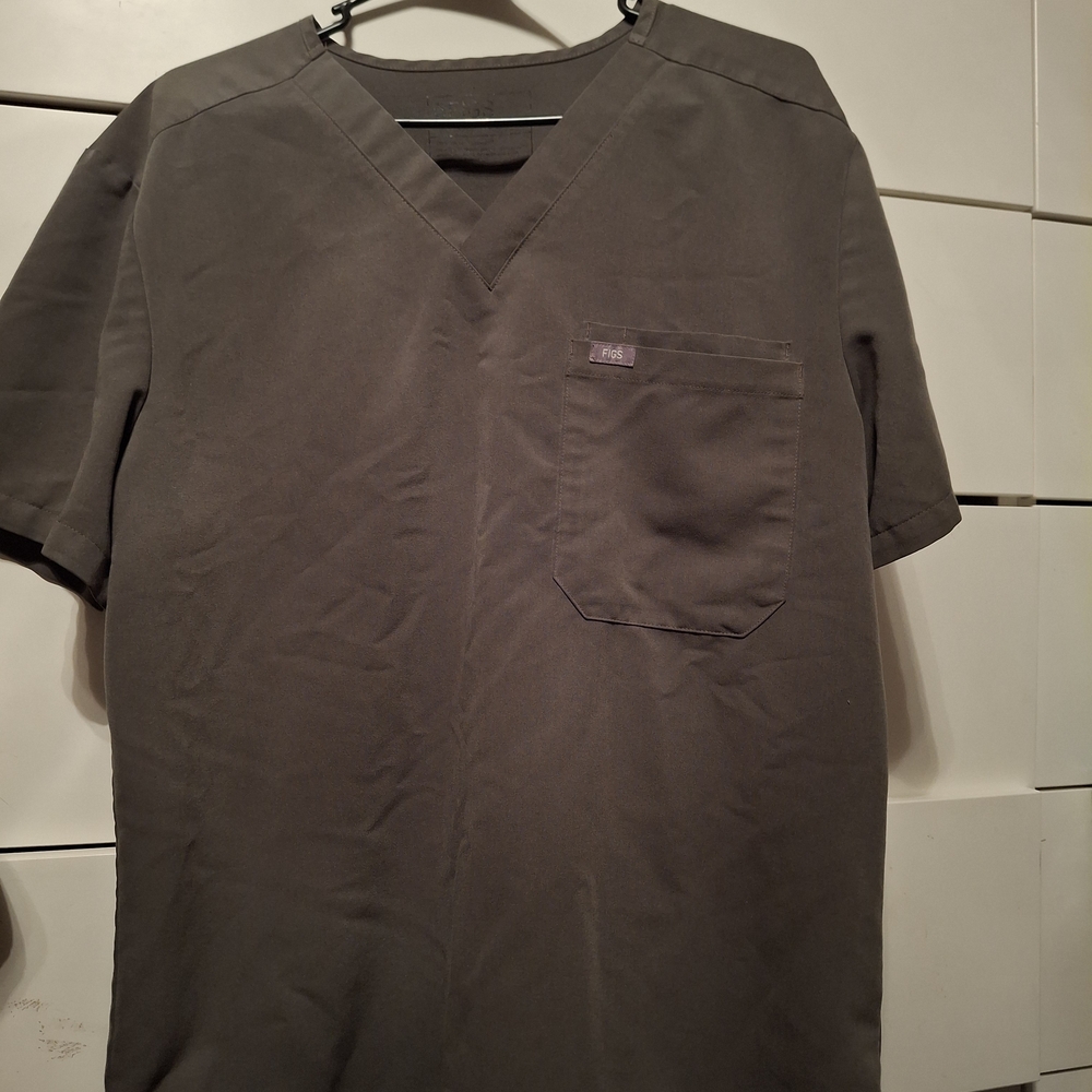 Figs Charcoal V-Neck Short Sleeve Tee